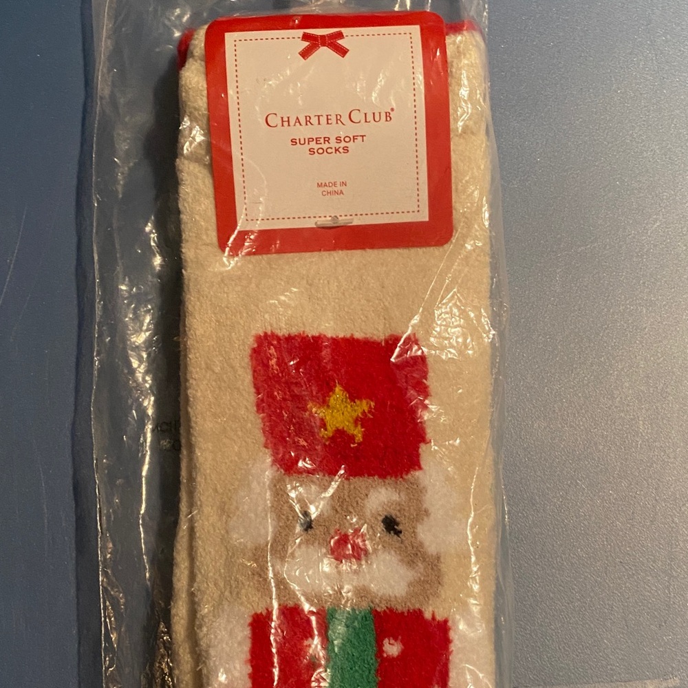 Charter Club Festive Nutcracker Cream Socks